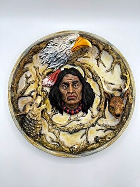 Native American 3-D Wall Art Eagle,Deer Wolf , Chief Earth Tones